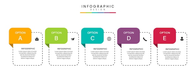 Schritte business-timeline-prozess infografik-template-design mit symbolen