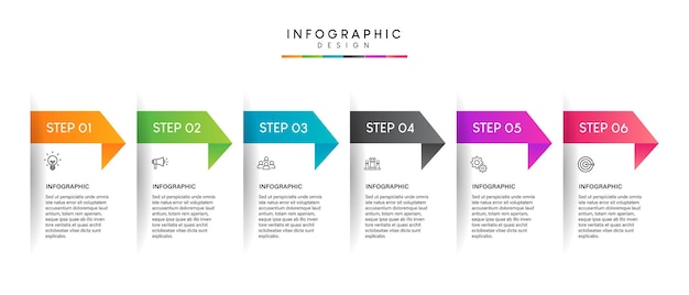 Schritte business-timeline-prozess infografik-template-design mit symbolen