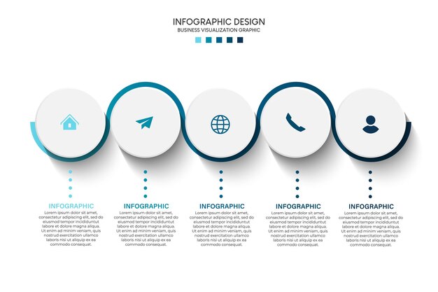 Schritte geschäftsdatenvisualisierung timeline-prozess infografik-template-design mit symbol