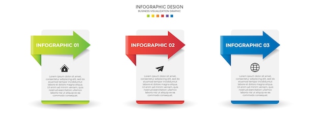 Schritte Geschäftsdatenvisualisierung Timeline-Prozess Infografik-Template-Design mit Symbolen