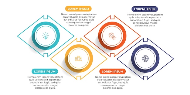 Schritte geschäftsdatenvisualisierung timeline-prozess infografik-template-design mit symbolen