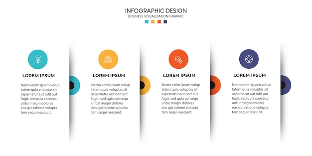 Schritte geschäftsdatenvisualisierung timeline-prozess infografik-template-design mit symbolen