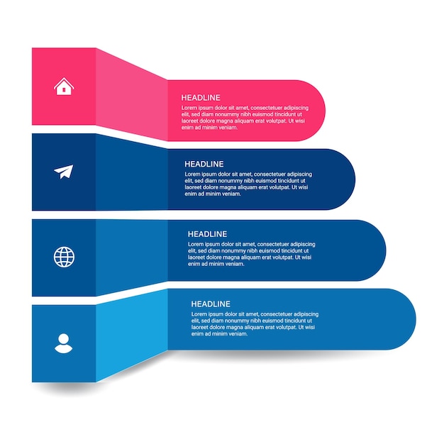 Schritte geschäftsdatenvisualisierung timeline-prozess infografik-template-design mit symbolen