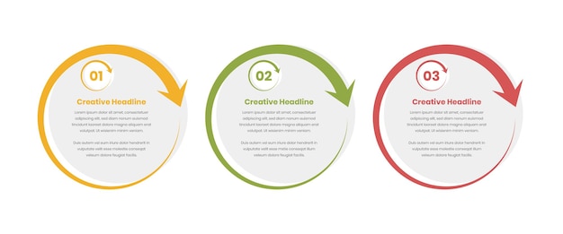 Vektor schritte infografische workflow-präsentation mit abstraktem kreisförmigem pfeil