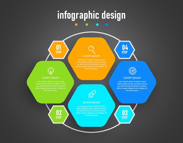 Schritte modernes verbindendes infografik-design elegante professionelle vorlage mit 4 schritten