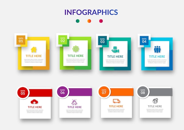 Schritte oder Prozesse Flussdiagramm Infografiken Elemente Template-Design