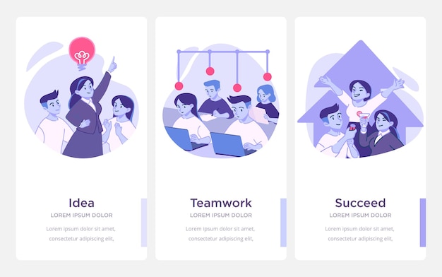 Schritte zum Erfolg. Teamwork und Lebensleistungen und Erfolgskonzept. Vektor-Illustration