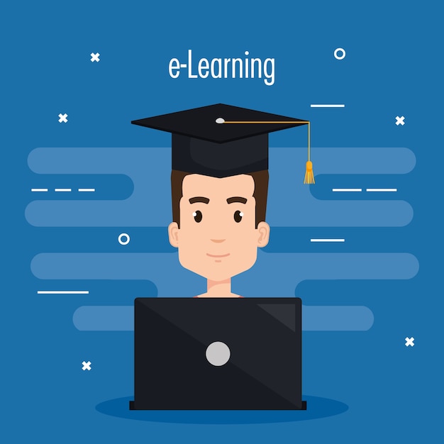 Schüler mit Laptop elektronische Bildung