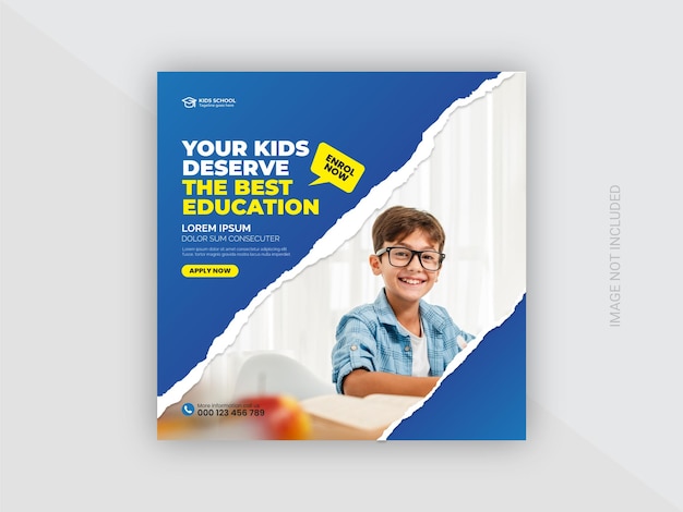 Schulbildung Zulassung Social Media Post und Web-Banner-Vorlage