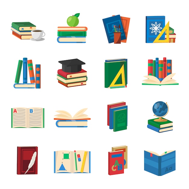 Vektor schulbücher icons set