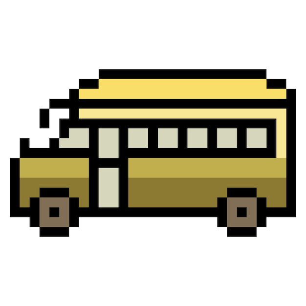 Schulbus im Pixel-Art-Stil
