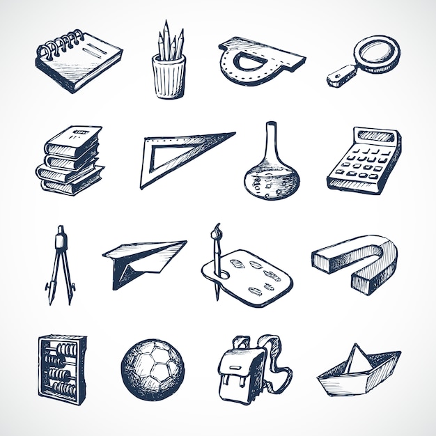 Schule skizze icons