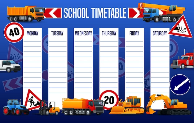 Schulfahrplan mit schweren fahrzeugen