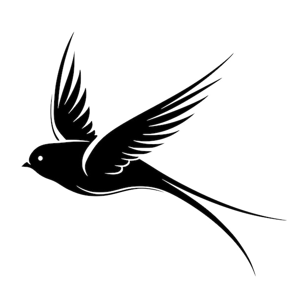 Schwalbenvogel fliegende Silhouette für Logo oder Maskottchen