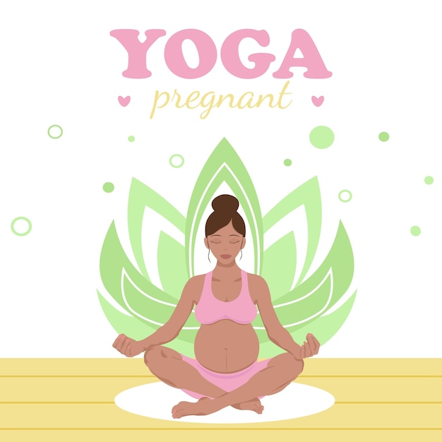Vektor schwangere frau sitzt im lotussitz und macht yoga