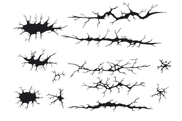 Schwarz-Crack-Wand-Set