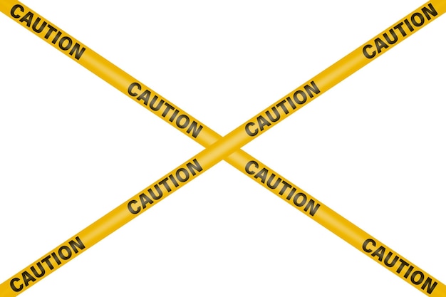 Schwarz-gelbes vektorwarn-stoppband auf weißem horizontalen hintergrund