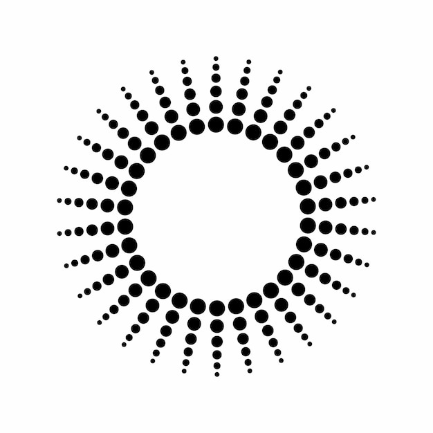 Schwarz gepunktete spiralförmige Vortex-Kreis-Rahmen-Vektorgrafik Symbol für das Logo mit Wirbelmusterpunkten