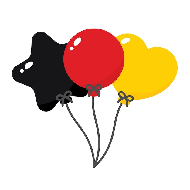 Schwarz, rot und gelb gefärbte Ballons als Farben der deutschen Flagge Flachvektor-Illustration