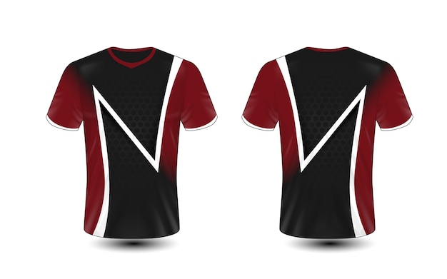 Schwarz, rot und weiß layout e-sport t-shirt design-vorlage