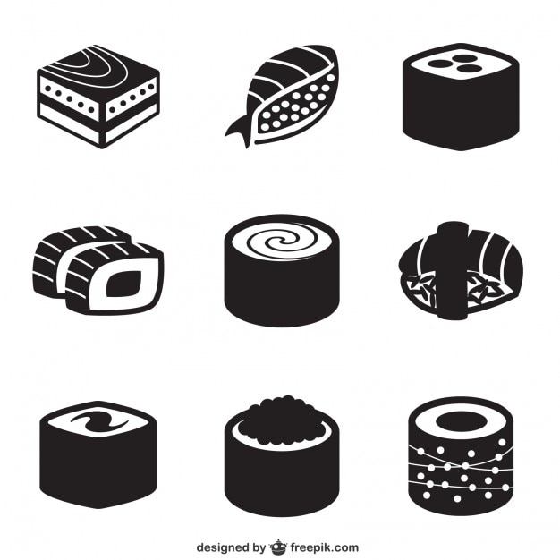 Schwarz sushi symbole