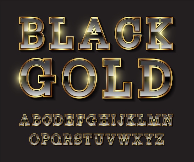 Schwarz und gold alphabet