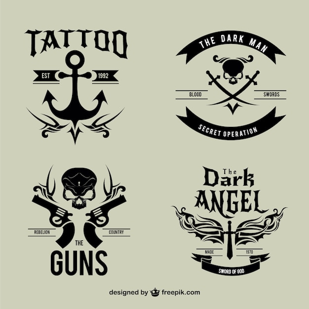 Schwarz vintage tattoo logos