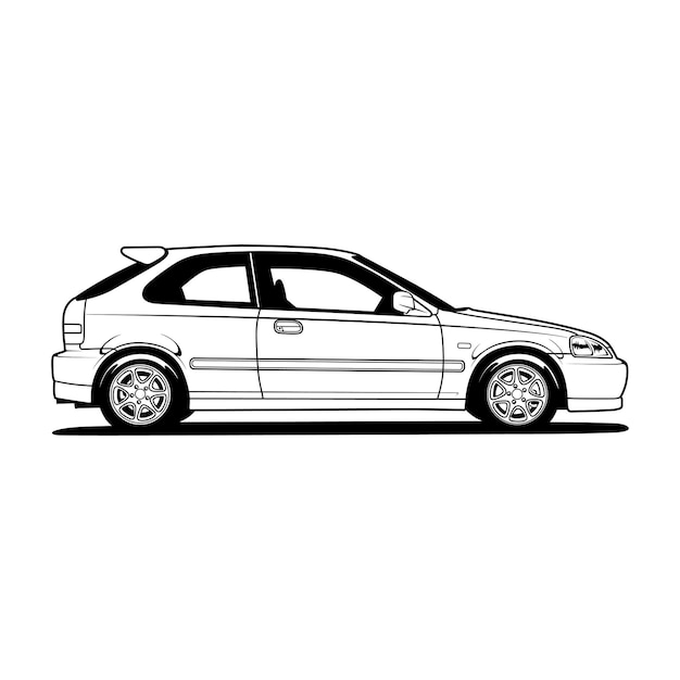 Schwarz-weiß-auto-illustration für konzeptionelles design