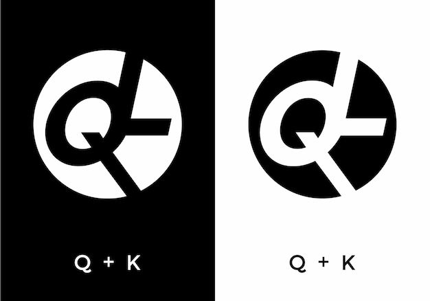 Vektor schwarz-weiß-farbe des ql-anfangsbuchstabens