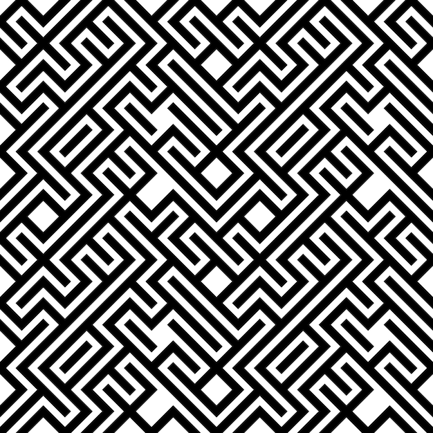 Vektor schwarz-weiß geometrisches diagonales labyrinthmuster