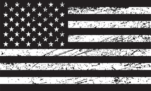 Schwarz-weiß-grunge-amerikanische flagge.