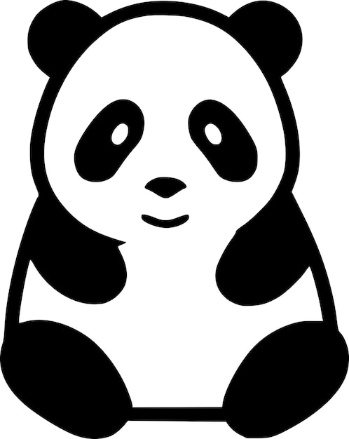 Schwarz-weiß-isolierte ikonen-vektor-illustration von panda