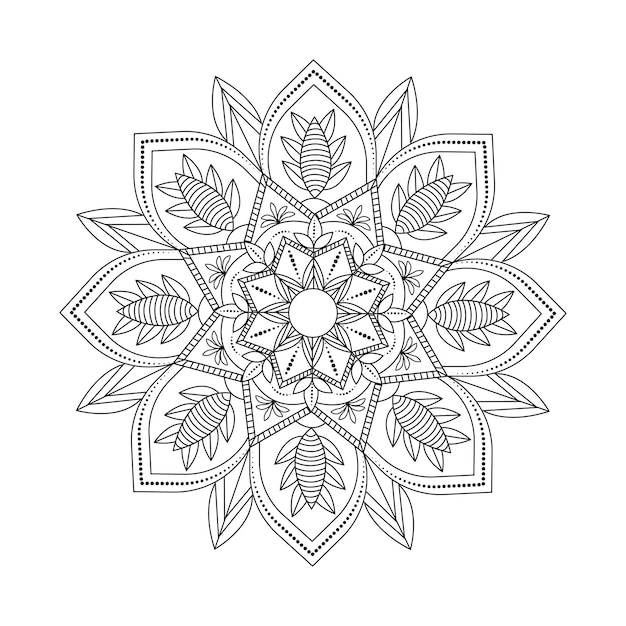 Vektor schwarz-weiß-kreis linie kunst florale elemente mandala-design-grafik-vektor