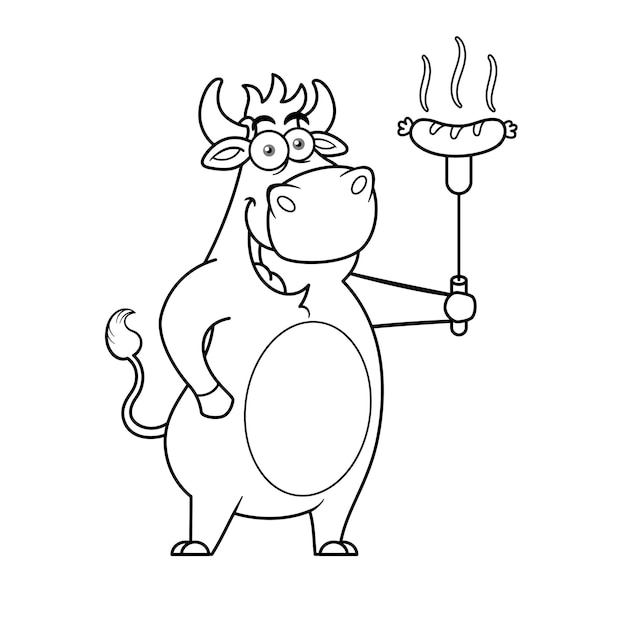 Schwarz-Weiß-Kuh mit Wurst-Maskottchen-Logo