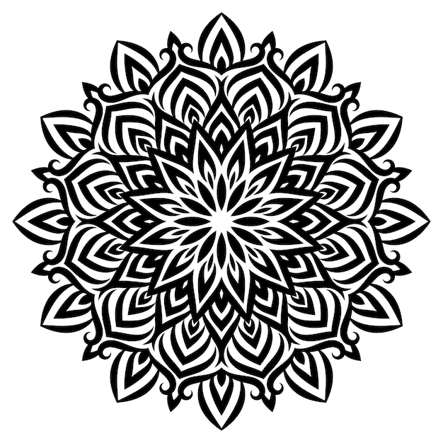 Schwarz-weiß-mandala auf weißem hintergrund.