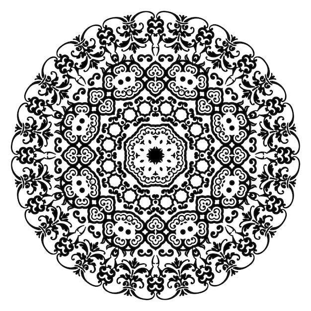 Schwarz-Weiß-Mandala-Vektorillustration