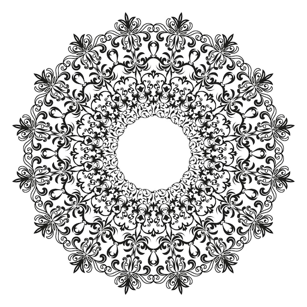 Vektor schwarz-weiß-mandala-vektorillustration