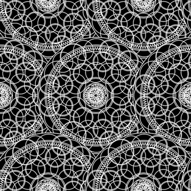 Schwarz-weiß-monochrom-mandala-boho-nahtloses muster