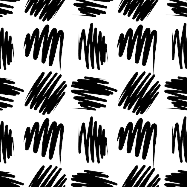 Vektor schwarz-weiß-muster mit kritzeleien und strichen