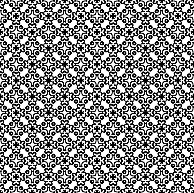 Schwarz-weiß nahtloses Muster Textur Grauskala Ornamentelles grafisches Design Mosaik Ornament Mustervorlage