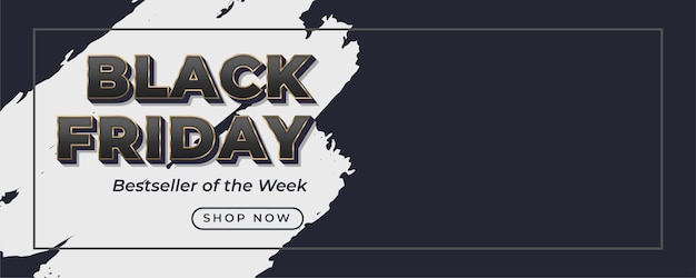 Vektor schwarz-weiß pinselstrich super black friday sale banner vorlage premium-vektor