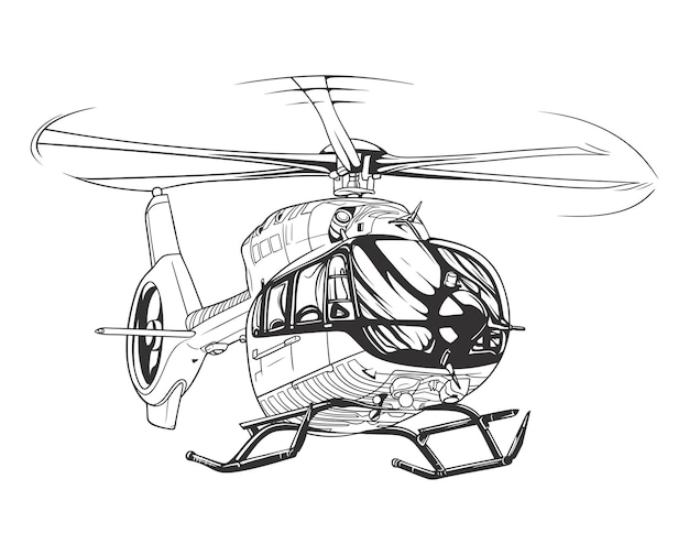 Schwarz-Weiß-Retter-Hubschrauber-Vektor-Cliparts