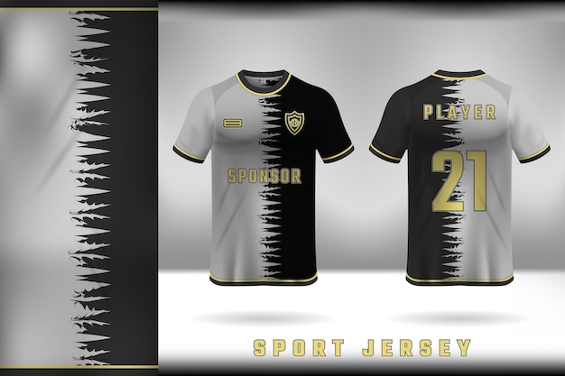 Vektor schwarz-weiß-sport-trikot-template-design