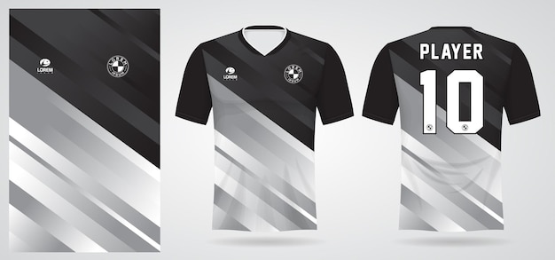 Schwarz-weiß-sport-trikot-vorlage für teamuniformen und fußball-t-shirt-design