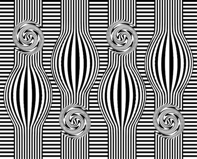 Vektor schwarz-weiß-tapetendesign und illusionswandkunst