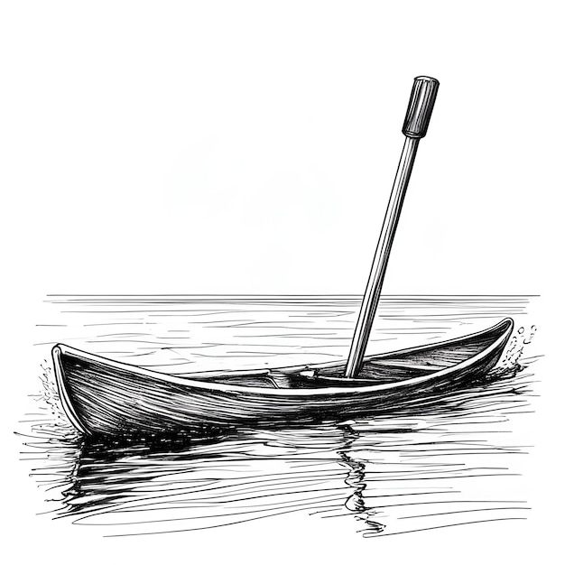 Schwarz-Weiß-Vektorillustration mit Tintenskizze im Paddle-Gravur-Stil