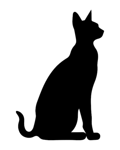 Schwarz-weiße Abessinerkatze Silhouette Vektor-Illustration