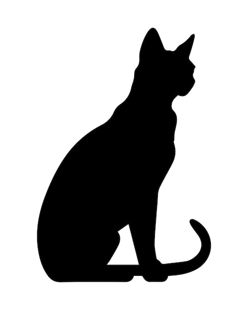 Schwarz-weiße Abessinerkatze Silhouette Vektor-Illustration