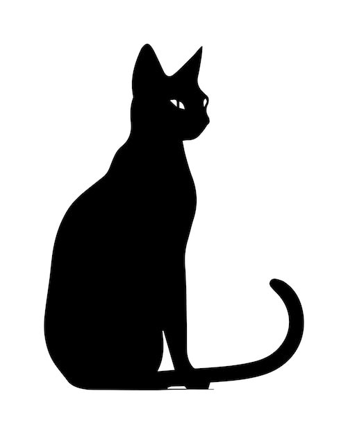 Schwarz-weiße Abessinerkatze Silhouette Vektor-Illustration