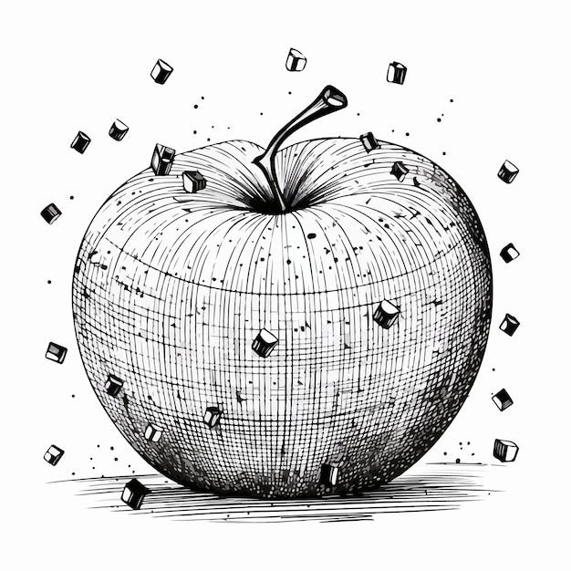 Vektor schwarz-weiße apfel-clipart